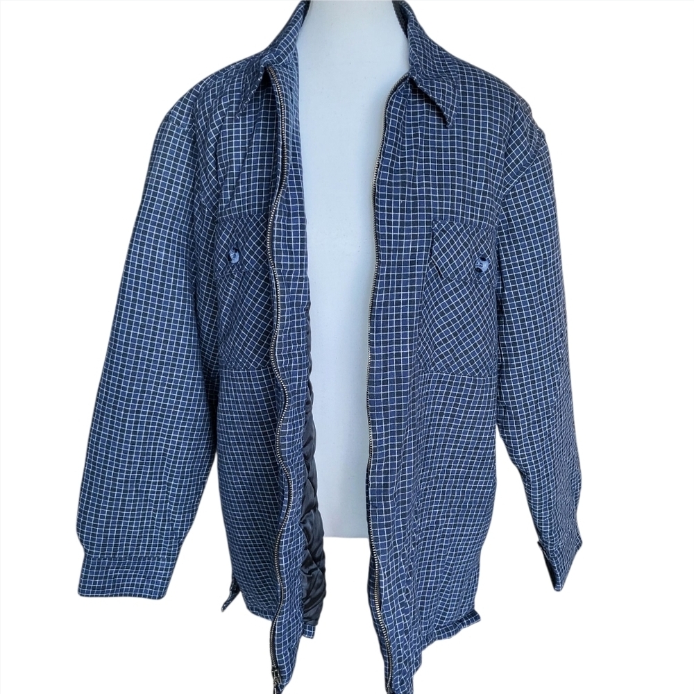 Vintage Y.U.M.A. Blue Plaid Zip-up Shirt Jacket Size L Shacket